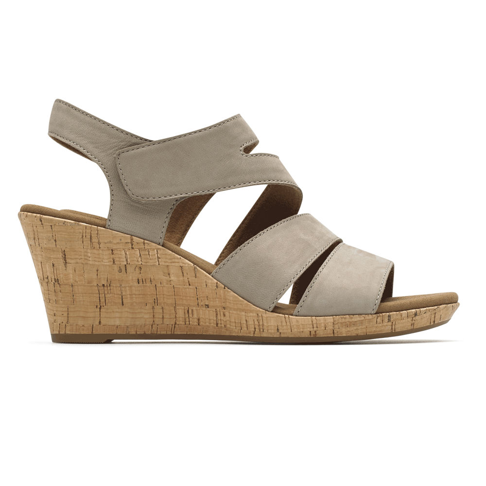 Rockport Sandaler Dame Grå - Briah Strappy Wedge Comfort - YPRV69270